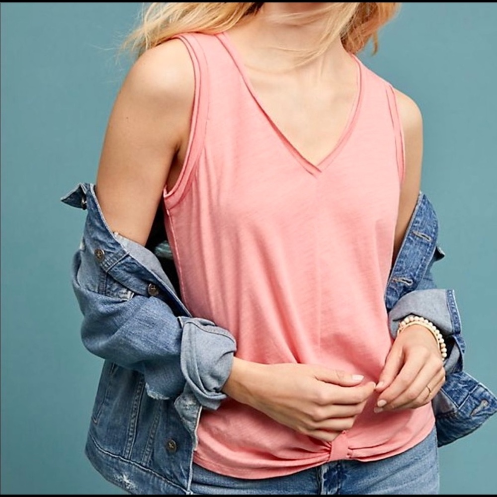 Anthropologie EUC peach tank with knotted …